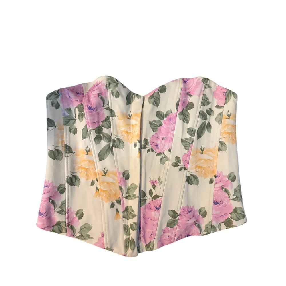 Chic Zara Floral Corset Top - Sweetheart Neckline, Size S - Picture 2 of 5